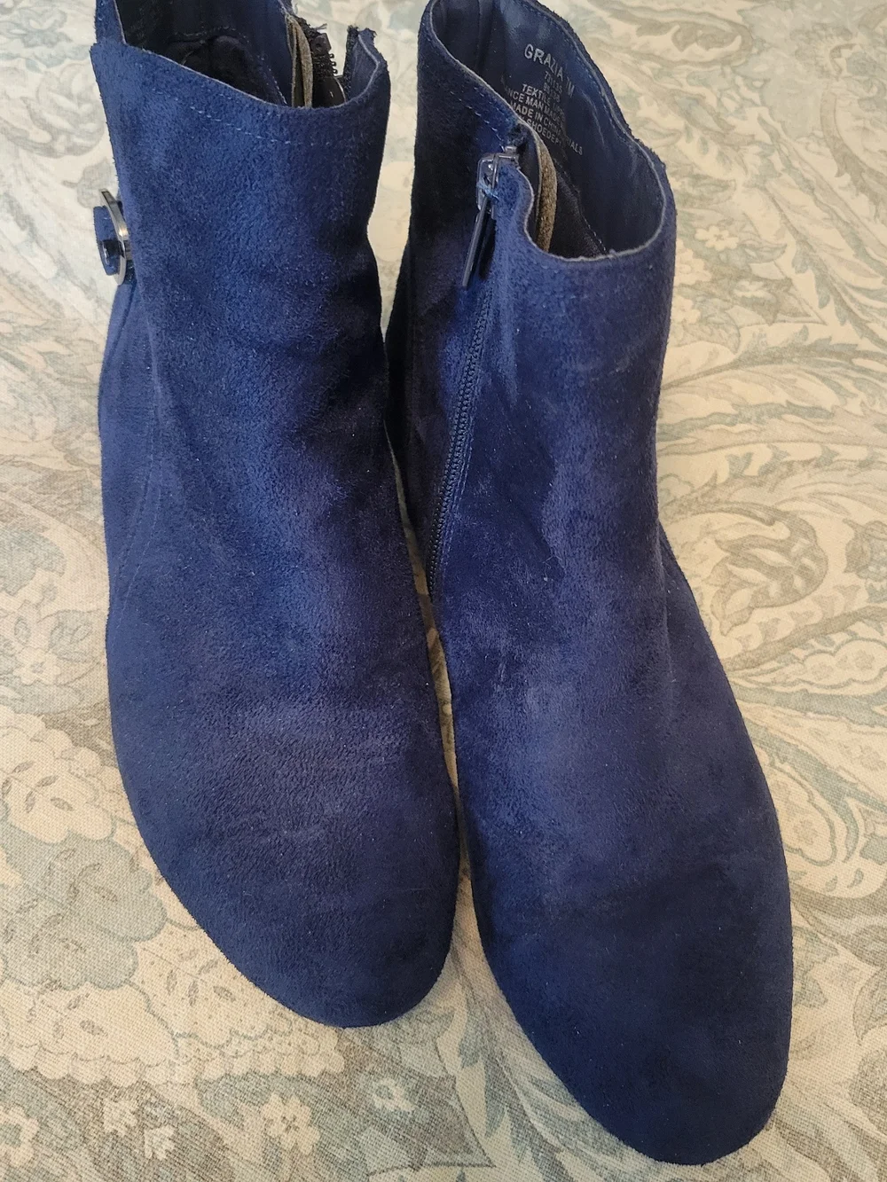 3/$12 SALE Navy Blue Suede Ankle Boots with Wedge Heel